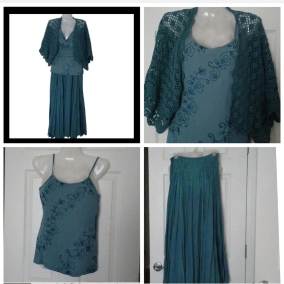 🏍BLUE Skirt, top and knitted cardigan🎉 - Picture 1 of 11